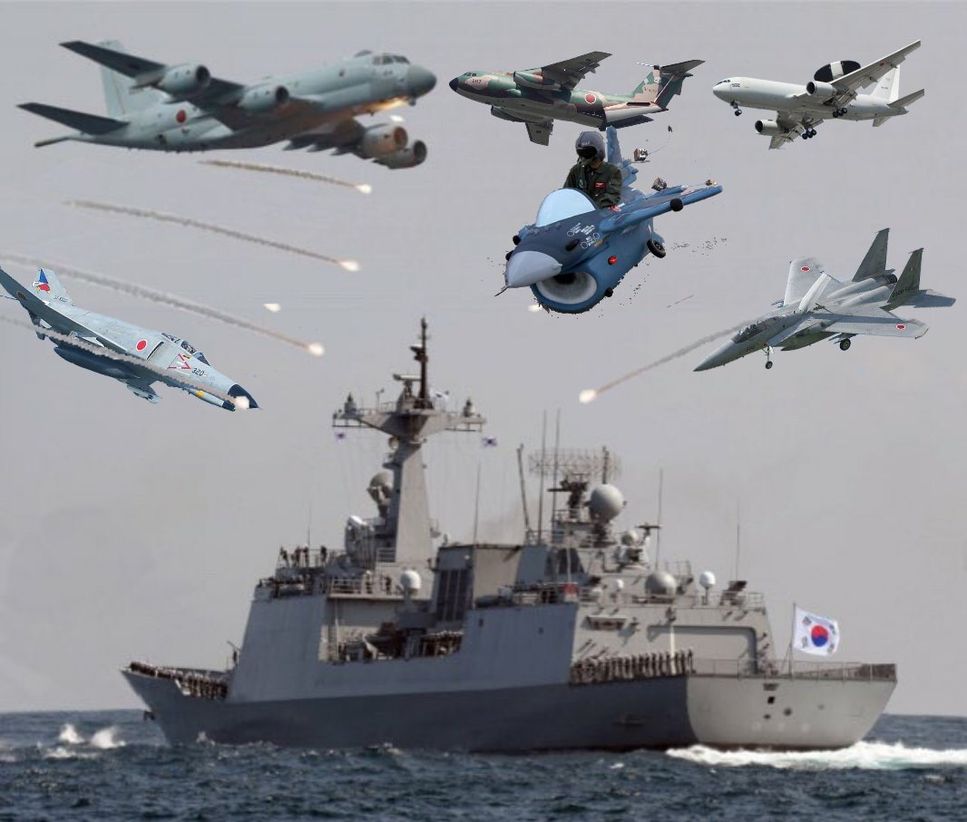 韓国駆逐艦　哨戒機　ねつ造画像