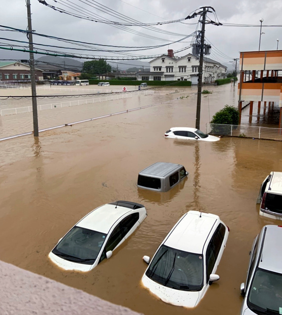 九州　豪雨2019　水没　車