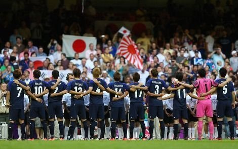 2012年ロンドンオリンピック日本VS韓国　旭日旗