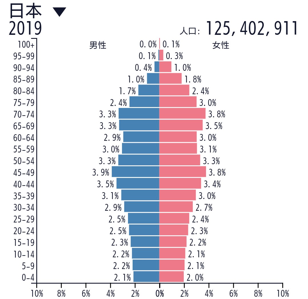 日本　年齢層　遷移　グラフ　2019