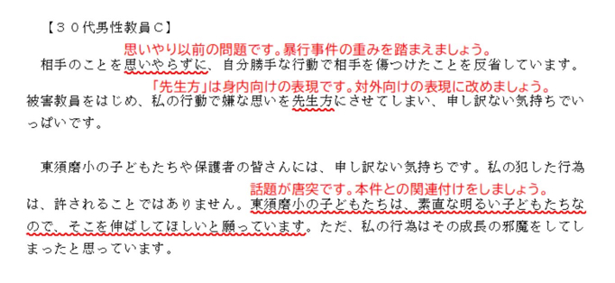 神戸の教師間いじめ　謝罪文