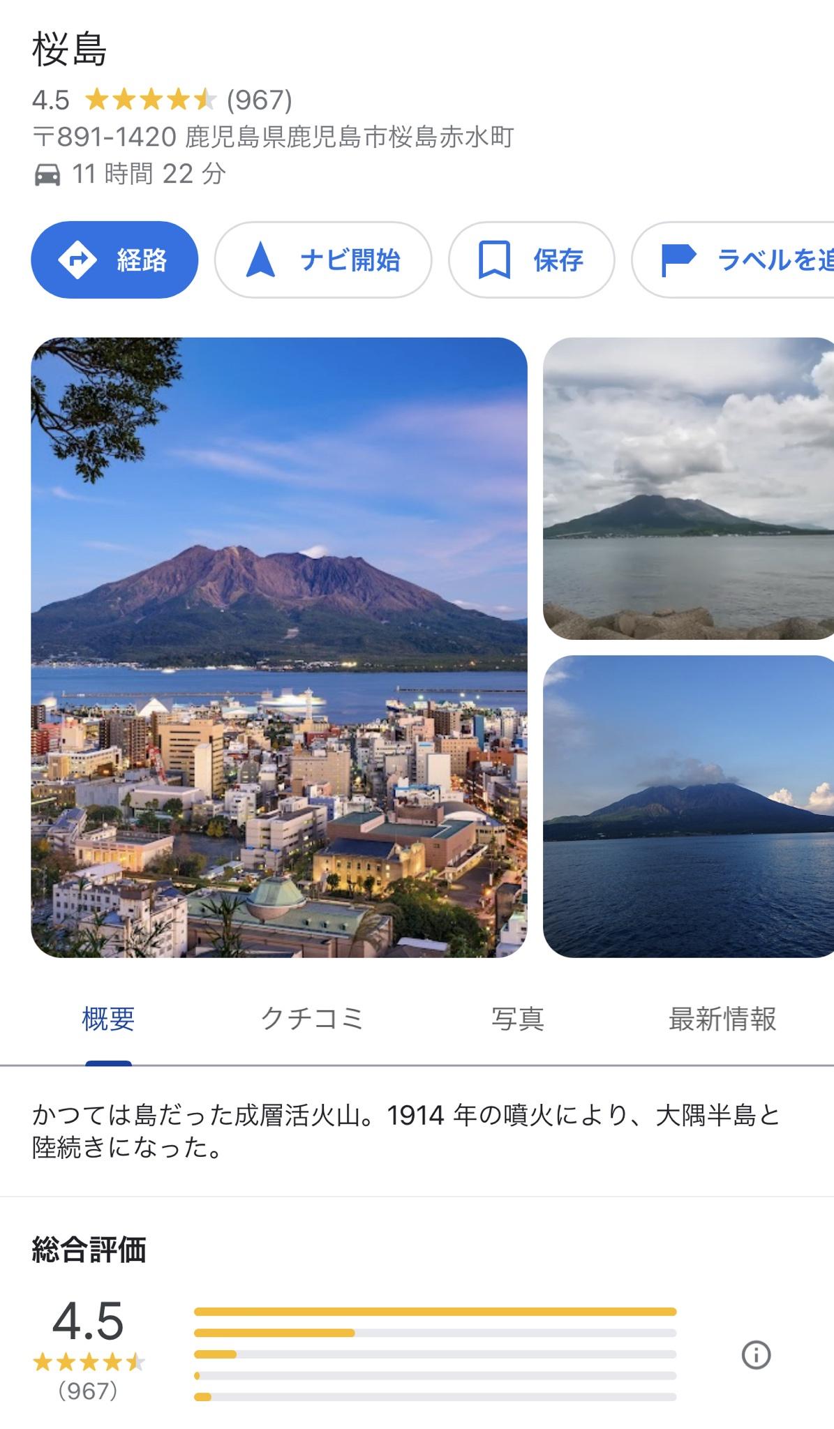 鹿児島　観光地　Google　評価